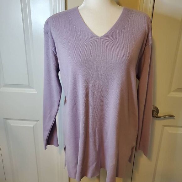 St. Michael Marks Spencer Lilac Vneck tunic sweater L - Picture 9 of 9